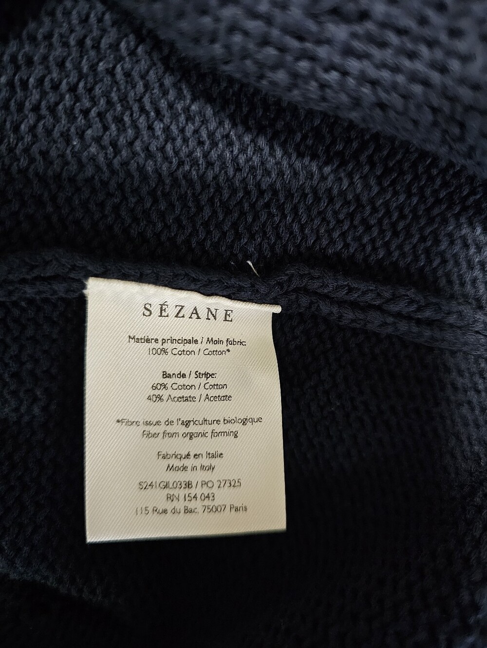 NWT! Sezane Kyle Navy Blue Pointelle Cardigan Knit Sweater Size XS - Picture 6 of 8